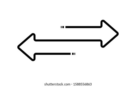 contour of a double multidirectional arrow. Flat style.