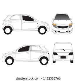 contour drawing of car isolate white background