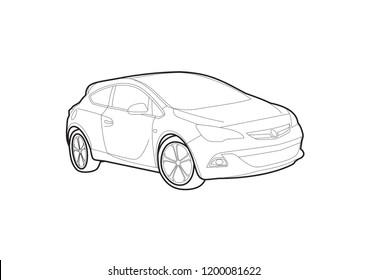contour drawing of the car. Opel Astra.