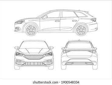 contour drawing of the car, the view from those sides. Seat leon.