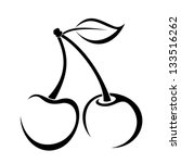 Contour drawing of cherry. Vector illustration.
