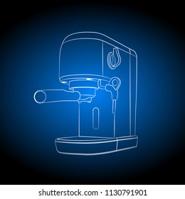contour drawing of coffee maker, icon, vector