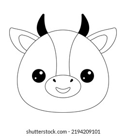 Contour drawing cow on white background. Drawing engraving. Cartoon vector illustration. Isolated vector signs symbol. Education background. Cute symbol.children's coloring book.