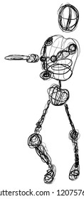 Contour drawing of a disc golfer about to throw.