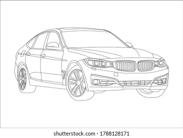 Contour drawing five  door liftback  BMW 3  series Gran Turismo 