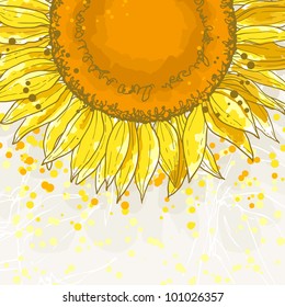 The contour drawing flower sunflower. Can be used as background for invitation cards.
