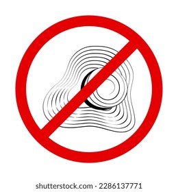 Contour drawing of a hat with wide brim and a strips around under the ban sign. Isolate. Vector. EPS