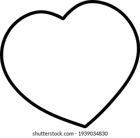 Contour drawing of the heart. Black and white illustration. Icons for design. Vector graphics.