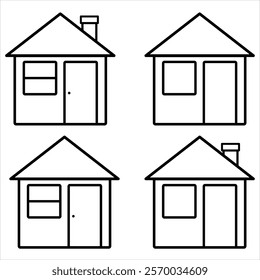 contour drawing of houses on a white background