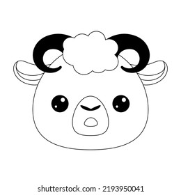 Contour drawing lamb on white background. Drawing engraving. Cartoon vector illustration. Isolated vector signs symbol. Education background. Cute symbol.children's coloring book.