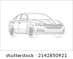 contour drawing of the liftback. Skoda Octavia.