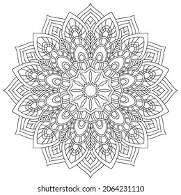 Dibujo de una mandala sobre un fondo blanco.