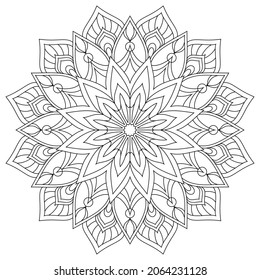 Dibujo de una mandala sobre un fondo blanco.