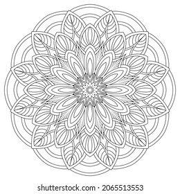 Contour drawing of a mandala on a white background. Vector illustration