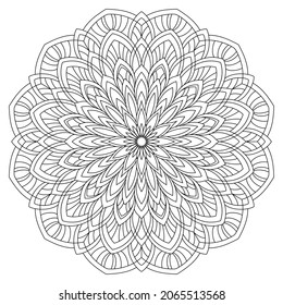 Contour Drawing Mandala On White Background Stock Vector (Royalty Free ...