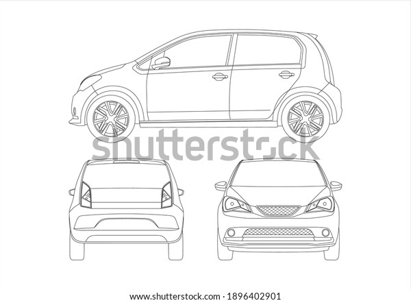 Contour Drawing Mini Car Seat Mii Stock Vector (Royalty Free ...