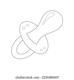 Dibujo de contorno de un pacificador para un bebé. Icono de vector