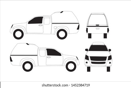 contour drawing of pickup isolate white background