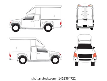 contour drawing of pickup isolate white background