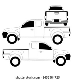 contour drawing of pickup isolate white background