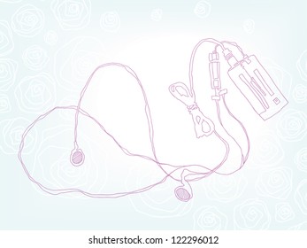 Contour drawing the player in the form of heart.