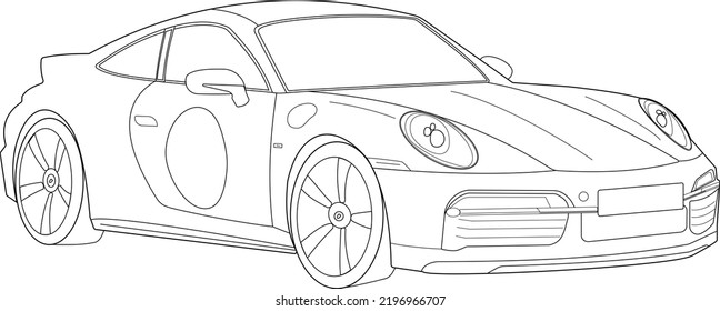 Contour Drawing Premium Sports Car Outline Stock Vector (Royalty Free ...