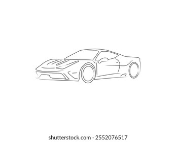 Desenho de contorno de um carro esportivo premium, Ícone de transporte, Ícone de automóvel, Carro esportivo, Automóvel moderno