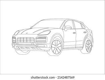 contour drawing of a premium SUV