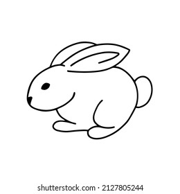 Contour drawing of a rabbit isolated on a white background. Doodle style. Vector