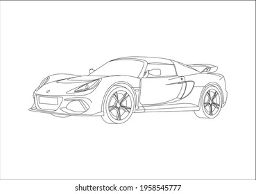 contour drawing of a racing car. Lotus Exige.