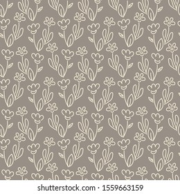 Contour drawing seamless background. Hand drawn floral pattern . Suitable for backgrounds, invitations, Wallpapers, packaging design and other surfaces.