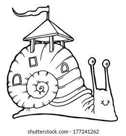 contour drawing snail house