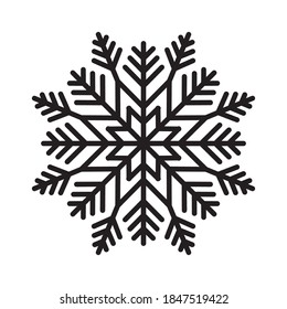Contour drawing of snowflake on a white background for your creativity.