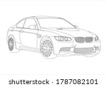 contour drawing of a sports coupe. BMW M3 (E92).