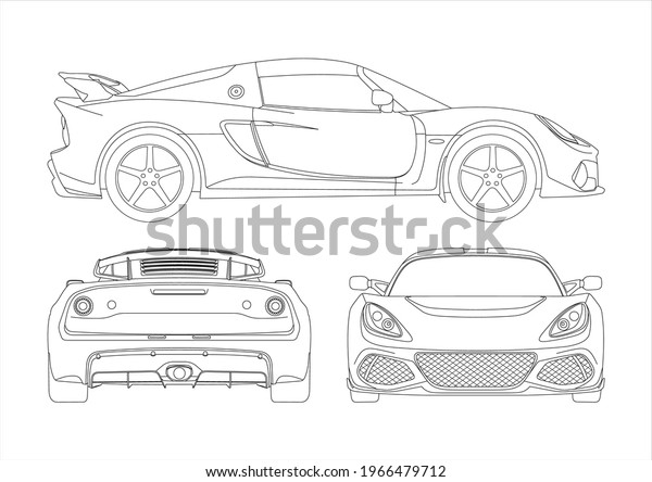 Contour Drawing Sports Coupe Lotus Exige Stock Vector (Royalty Free ...