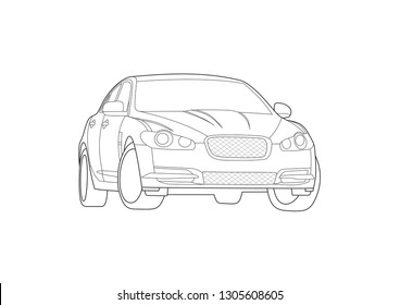 contour drawing sports sedan. Jaguar XF 1st generation.