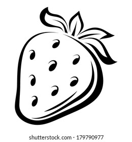 Contour drawing of strawberry. Vector illustration.