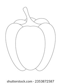 Dibujo de pimienta dulce. Dibujo lineal de una verdura. Libro de coloración