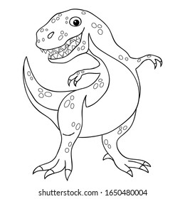 Contour drawing of a tyrannosaurus dinosaur on a white background.