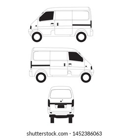 contour drawing of van isolate white background