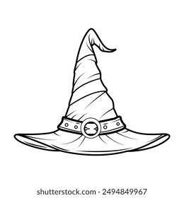 Contour drawing of a witch's hat. Halloween Clothes