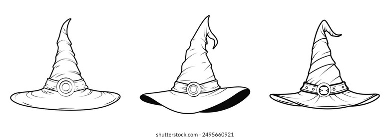 Contour drawing of a witch's hat. Halloween Clothes