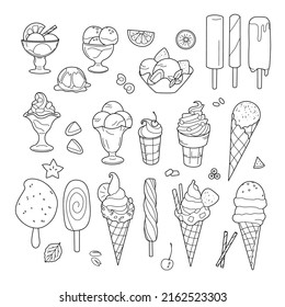 contour drawings, a set of ice cream