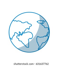 contour earth planet with global geographys continents