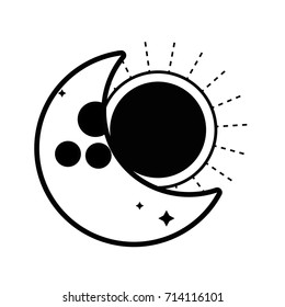 contour eclipse of moon and sun universe mystic