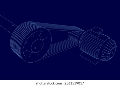 Contour Electric generator motor set. Vector illustration. Creative illustration design.