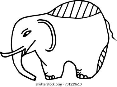 Contour of an elephant. Hand drawing. Vector illustration. Painting