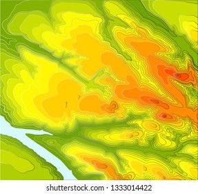 Contour elevation topographic vector map