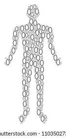 Contour ellipse human representation. Vector contour ellipse icons are formed into male composition.