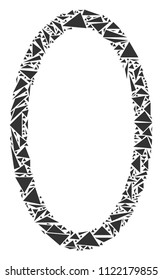 Contour ellipse mosaic of triangle elements in variable sizes and shapes. Vector polygons are composed into contour ellipse mosaic. Geometric abstract vector illustration.